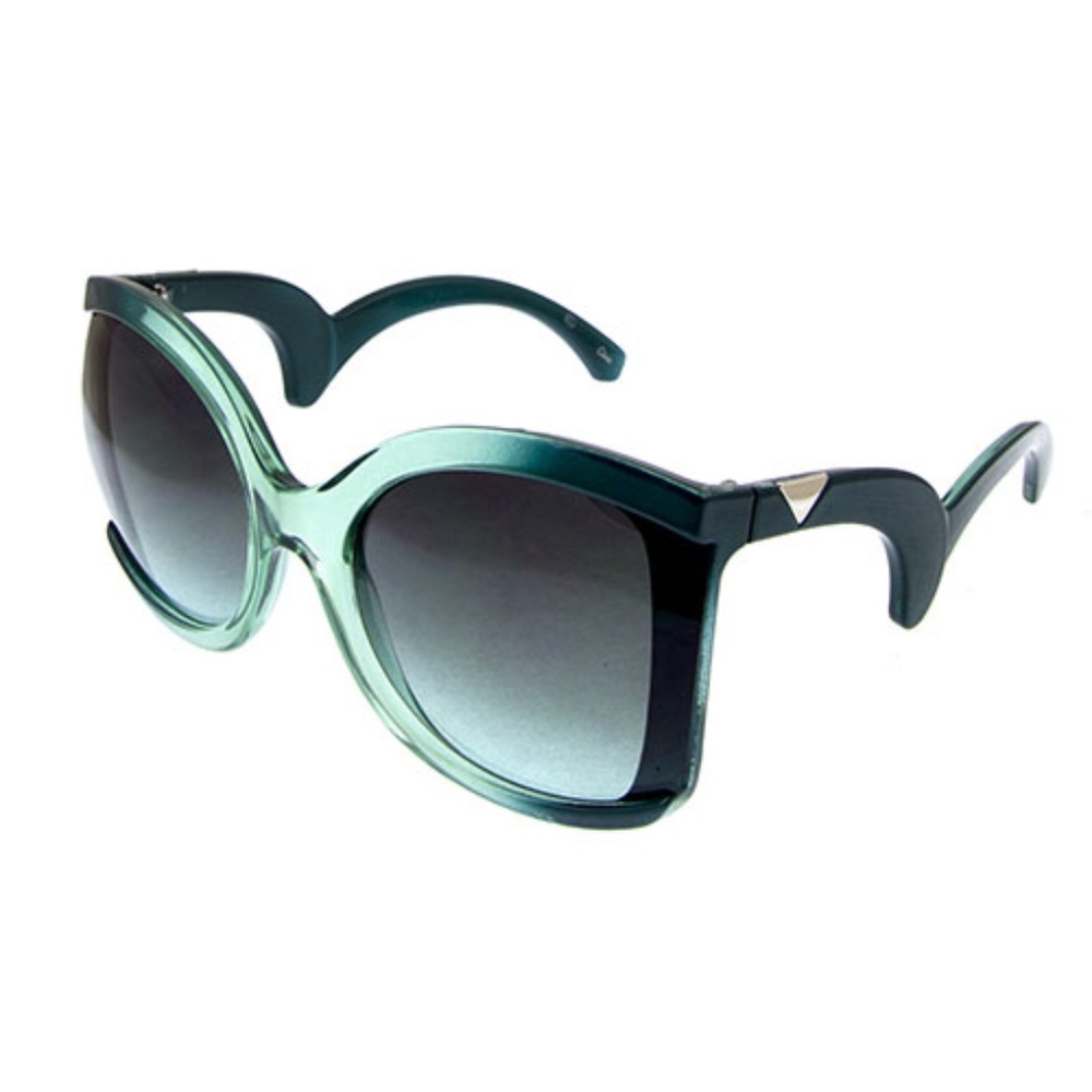 Green Ombre Butterfly Frame Wavy Arm Sunglasses